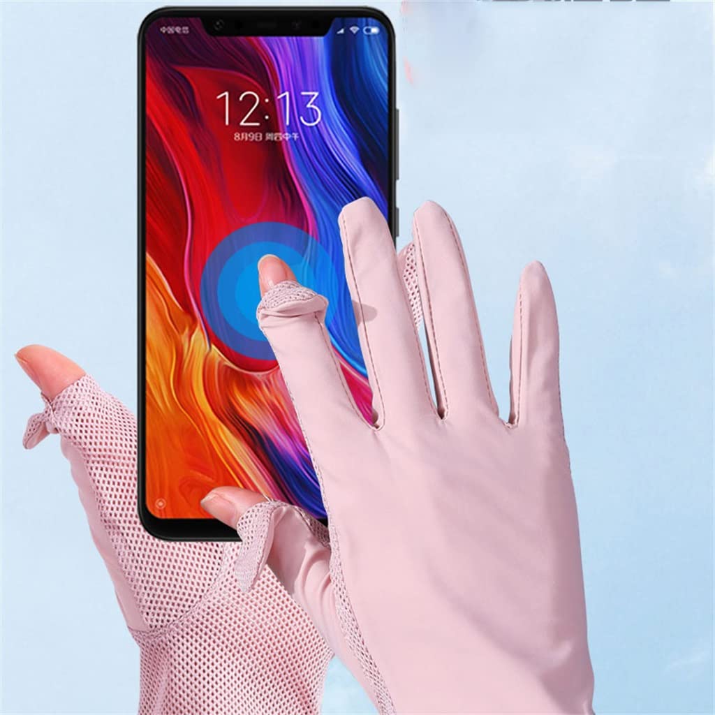 Icy Gloves Thin Length Outdoor Breathable Full-finger Elastic Flip Finger Ice Silk Female