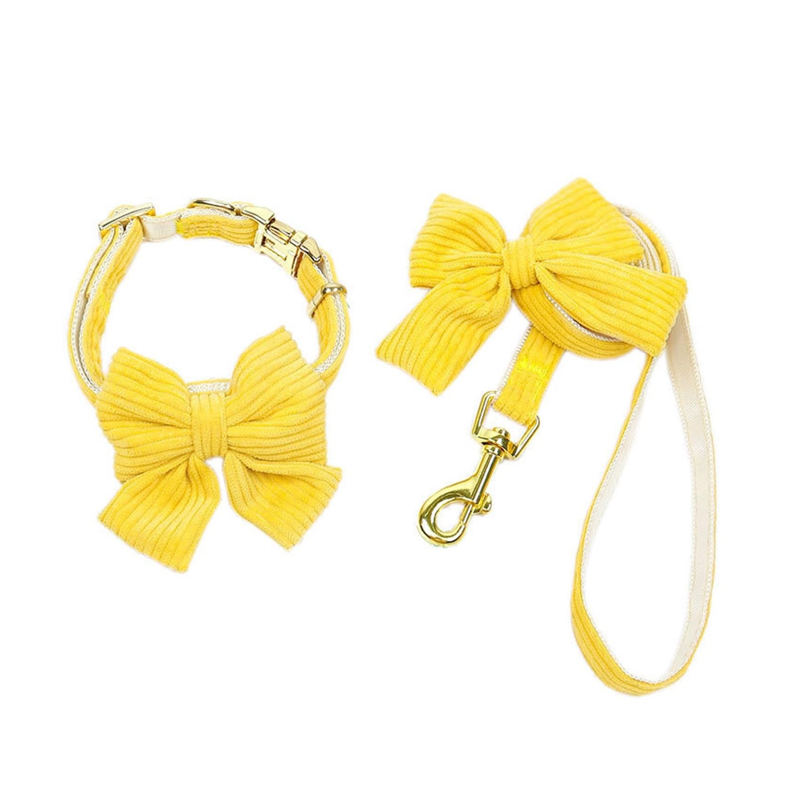 Ensemble collier et laisse chien réglable velours côtelé S