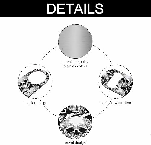 Miniatura 3 de Abrebotellas de acero inoxidable con diseño de calavera, hueso pirata, pulpo, tentáculo, malvado, estilo Rock-N-Roll, llavero para el hogar, cocina,