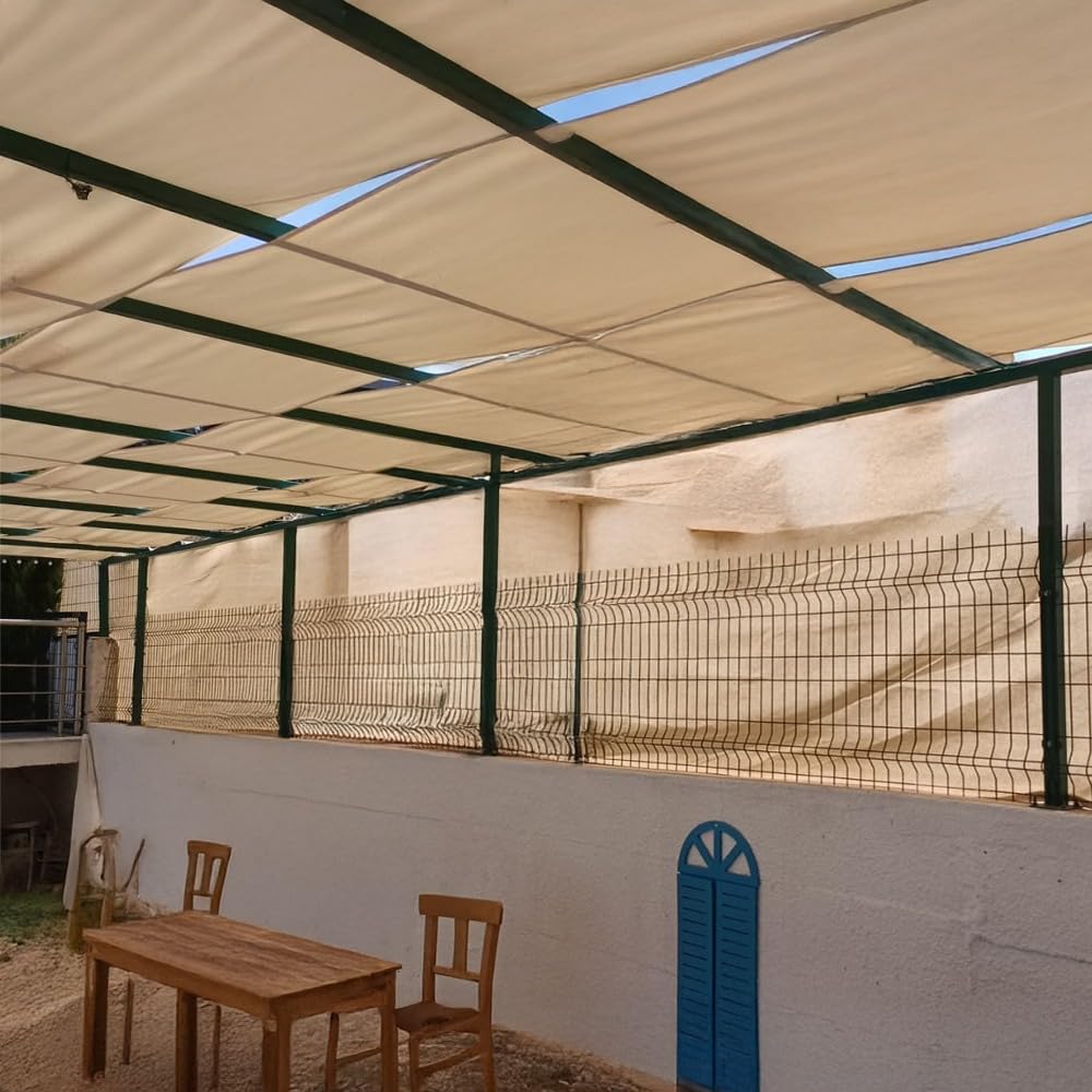 Gölgelik File - Krem Renk File - Kenarları Düz -%95 Gölgeleme ve Görüntü Engelleme - Bahçe Çit Filesi - Bahçe Gölgeliği - 5 M x 18 M