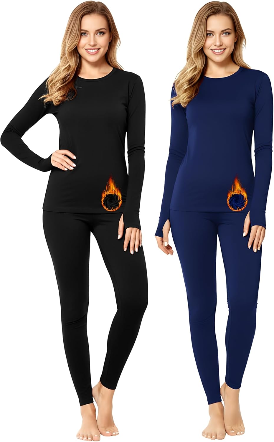 Patelai 2-Pack Women’s Fleece-Lined Thermal Underwear Set Patelai 2-Pack Women’s Fleece-Lined Thermal Underwear Set