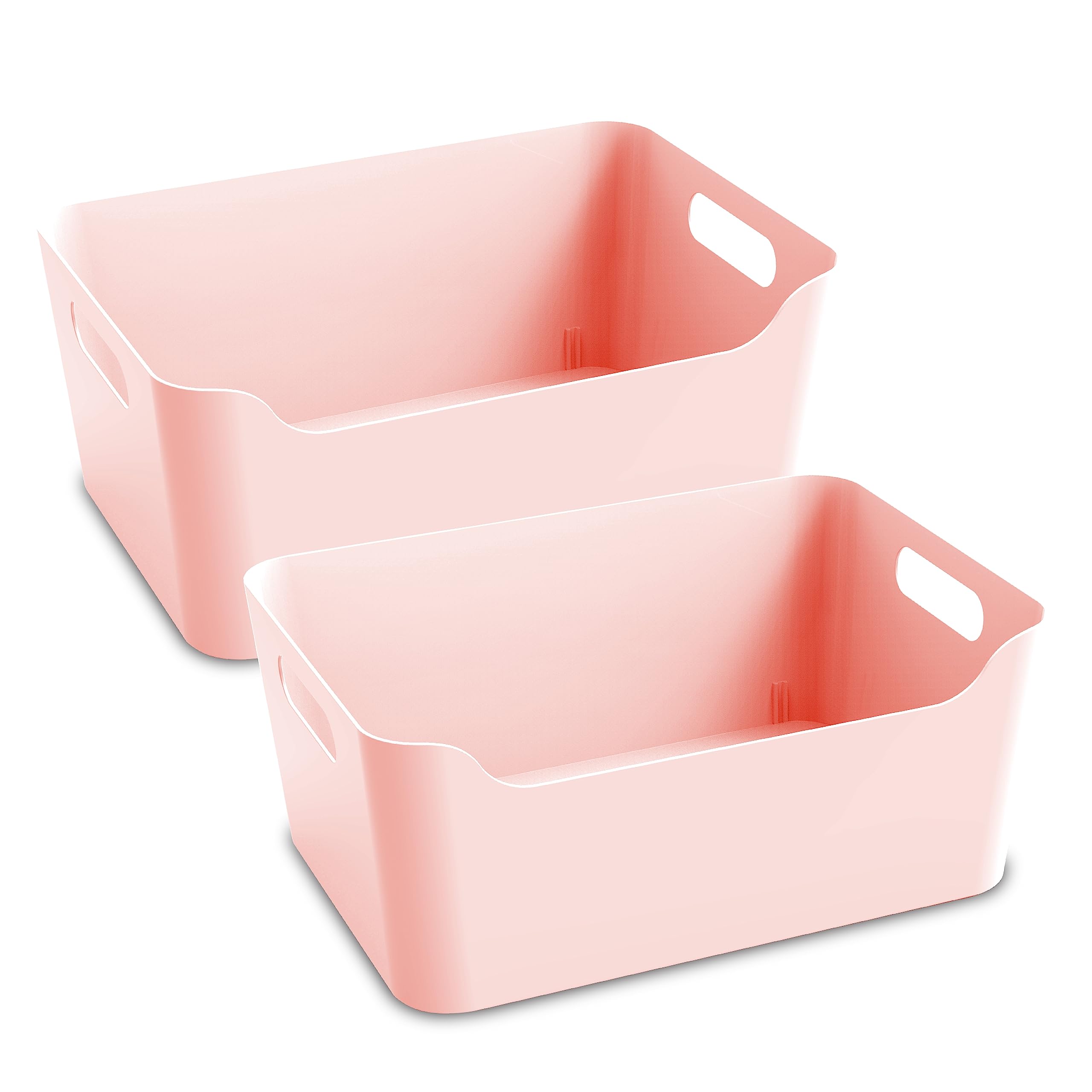 KOLORR Jolly Plastic Large Basket with Handle for Storage Box| Multipurpose Light Weight Plastic Baskets organiser for Clothes Toys Stationary Cosmetics Livingroom Bathroom | Pack of 2 - Pink (B0C8V529G2) Amazon Price History, Amazon Price Tracker