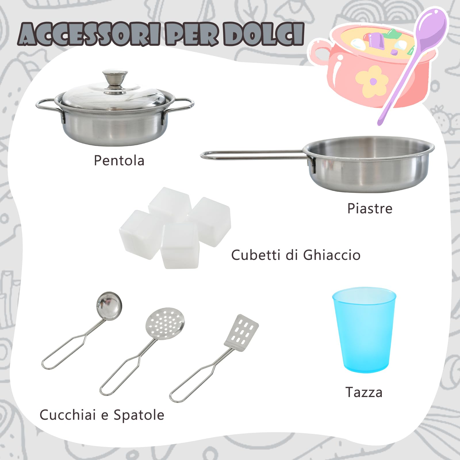 COSTWAY Cucina Giocattolo per Bambini, Cucina Legno per Bambini con Lavagna, Telefono, Microonde e Macchina per Ghiaccio, con Accessori e Suoni Realistici, per 3-6 Anni (Bianco)