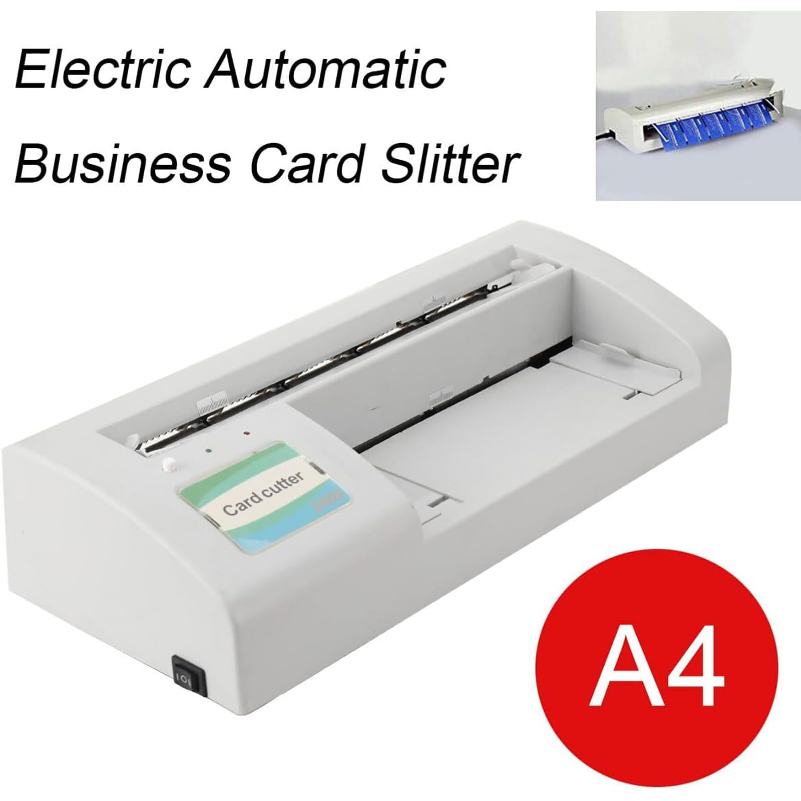 Elektrische Kartenschneidemaschine, A4 & 90 x 54 mm, Automatischer Schlitzer mit Dual-In-Feed, schneidet 30 Karten/Min, unterstützt Papierstärke 120-250 g, für Büro & Druckerei