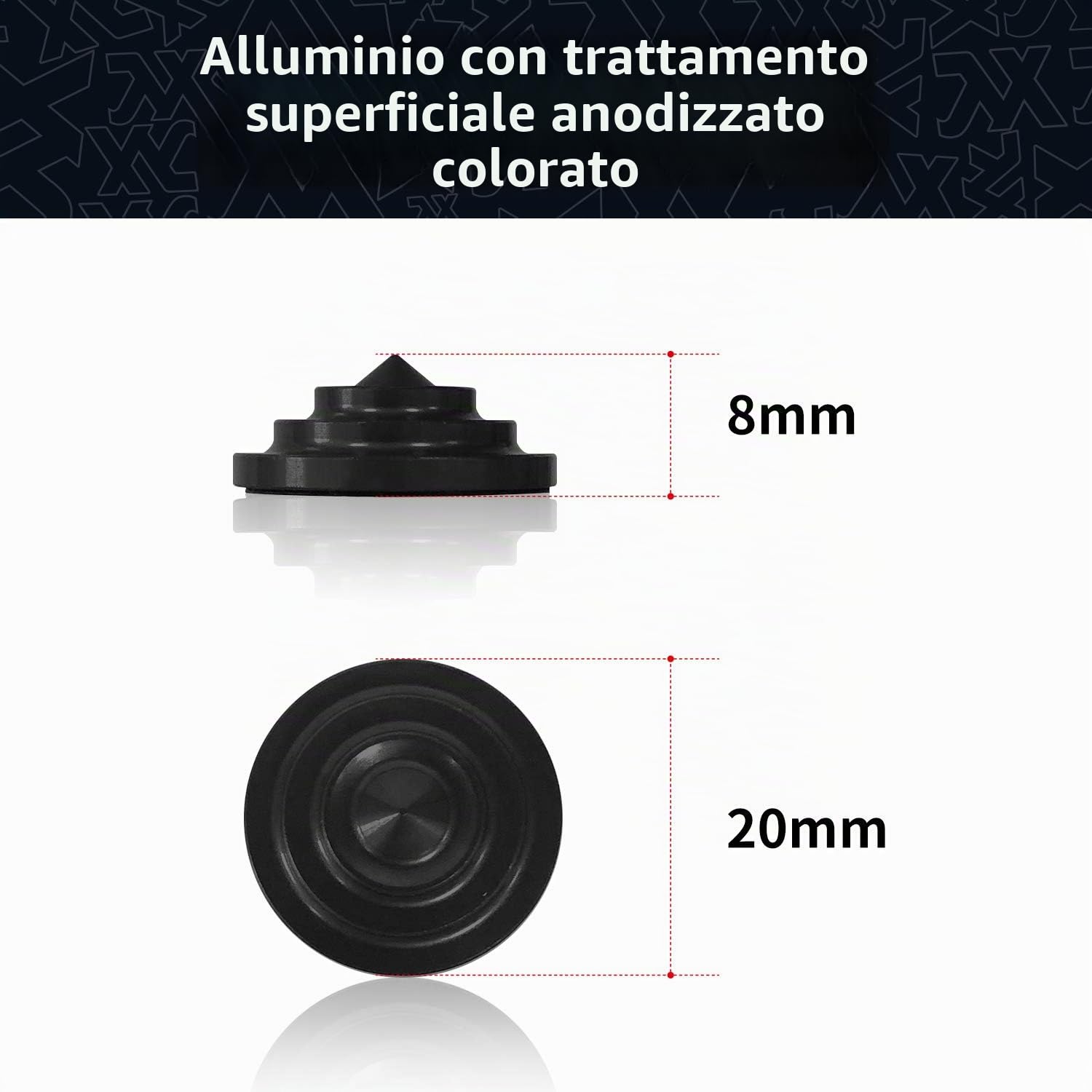 XCMAN - Placca Antiscivolo per Snowboard con 4 Strati e Borchie coniche in Alluminio, Diametro 19.99 cm - 9 Pezzi