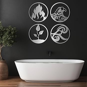 Amazon.com: Metal Wall Decor - 4 Pieces Four Elements Metal