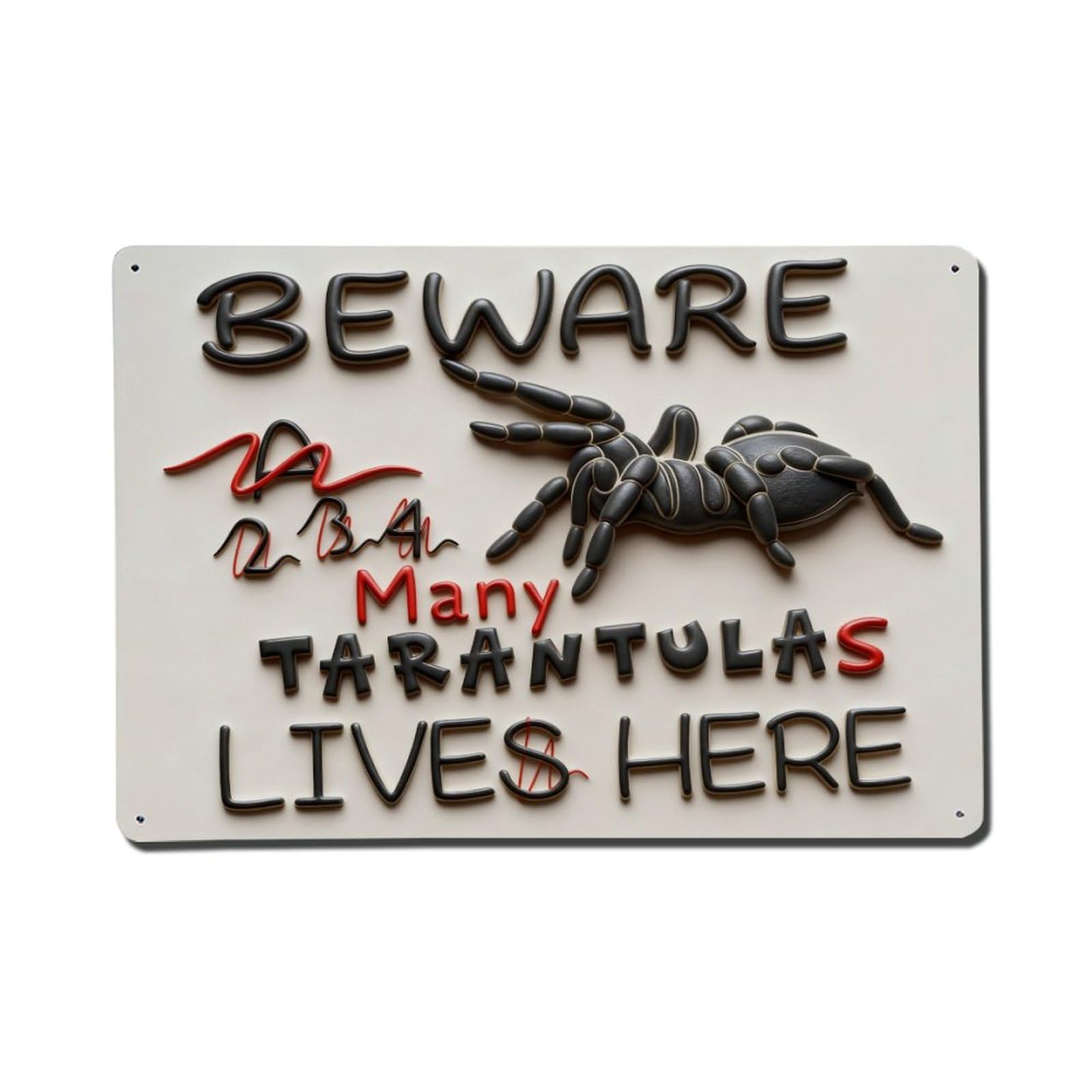 Beware Many Tarantulas Lives Here Metal Tin Sign Plaque
