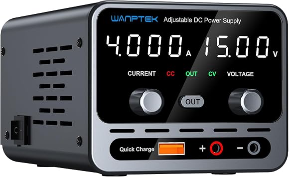 DC Power Supply, 0-15V/0-4A Adjustable High-Precision 4-Digit LED Display with Output Button and USB Port Lab Power Supply for Labs, Electronics DIY, and Repair
