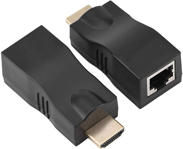 HDMI to RJ45 Converter, 30M Lossless Single Cable Extender, 4k * 2k HDMI to RJ45 Conversion Adapter, Supports HDMI1.4 3D 1080P, Plug and Play, Stable Transmission