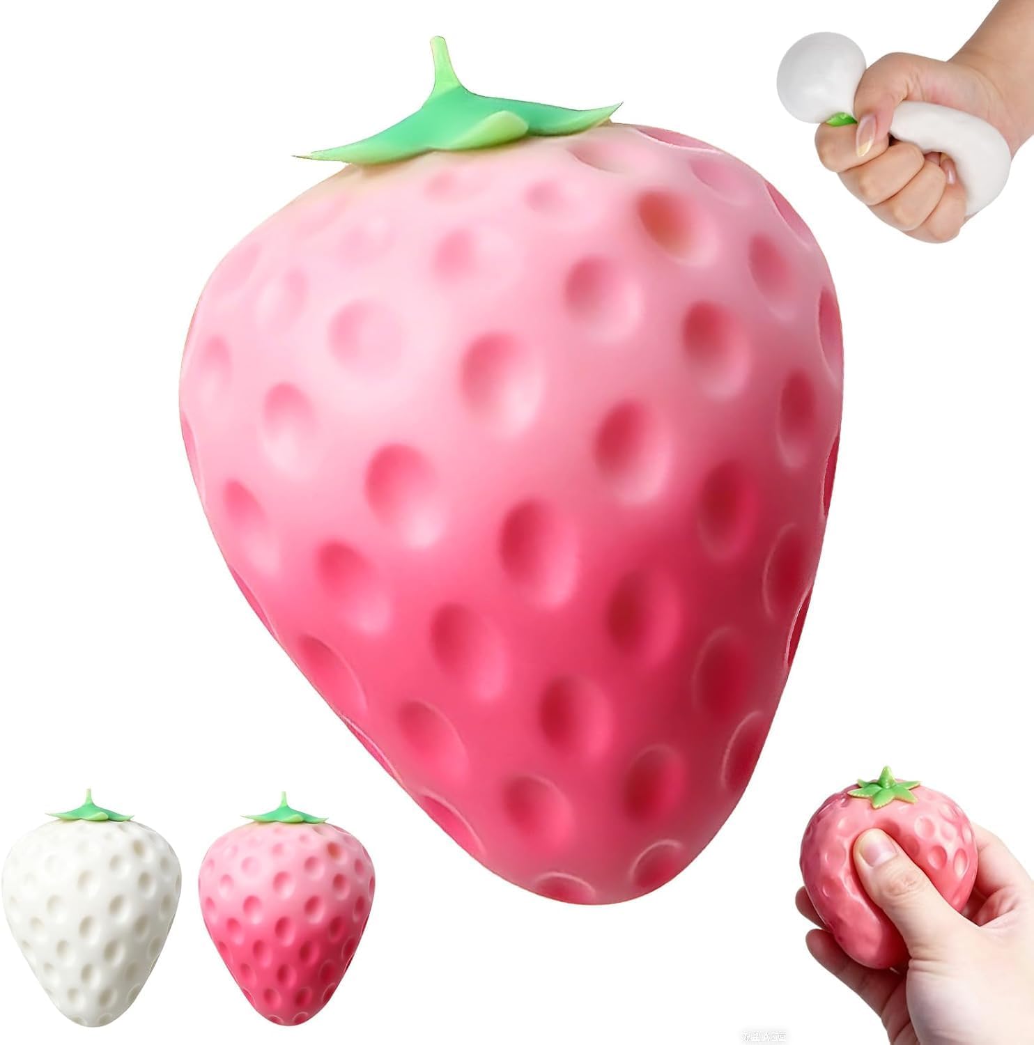 Color Changing Strawberry Squishy, Color Changes under Sunlight, Slow Rising Strawberry Squishy Fidget Toy, Stress Relief Sensory Toys, Soft Stress Ball for Kids Adults