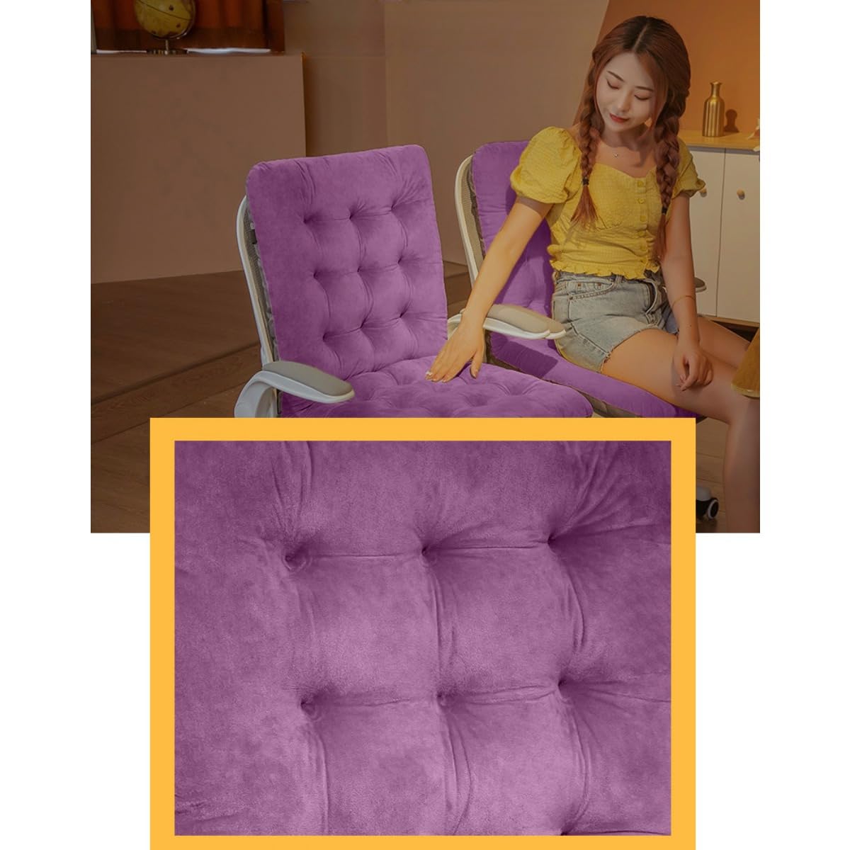 2 cuscini per sedia da ufficio con supporto per la schiena, antiscivolo, delicati sulla pelle, cinghie elastiche, per gaming, auto, sala da pranzo e sedie da giardino (C12, 45 x 85 cm)