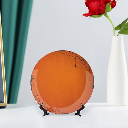 Miniatura 6 de Plato decorativo de 10 pulgadas, tela de araña, porcelana redonda, marco de Halloween, insectos, impresión abstracta de telaraña, para colgar en la