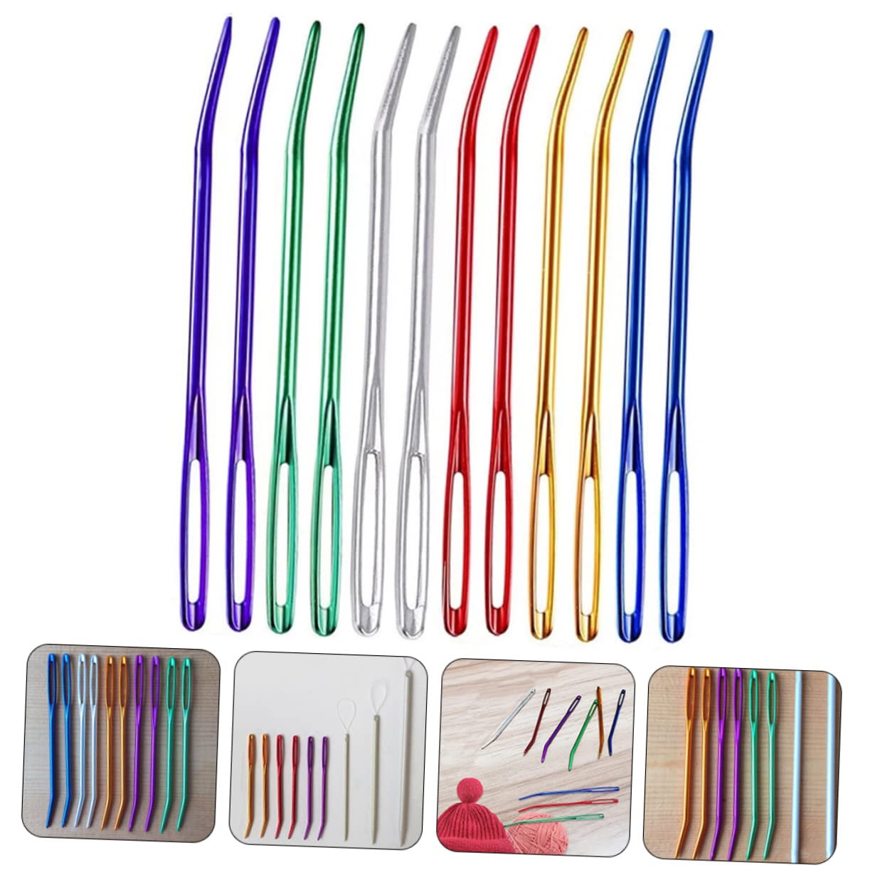 TEHAUX 60 Pz occhiello ago da tappezzeria in alluminio aghi ago da cucito portatile knitting needles spilli da cucito ago filato professionale ago per filo di sicurezza Colorful