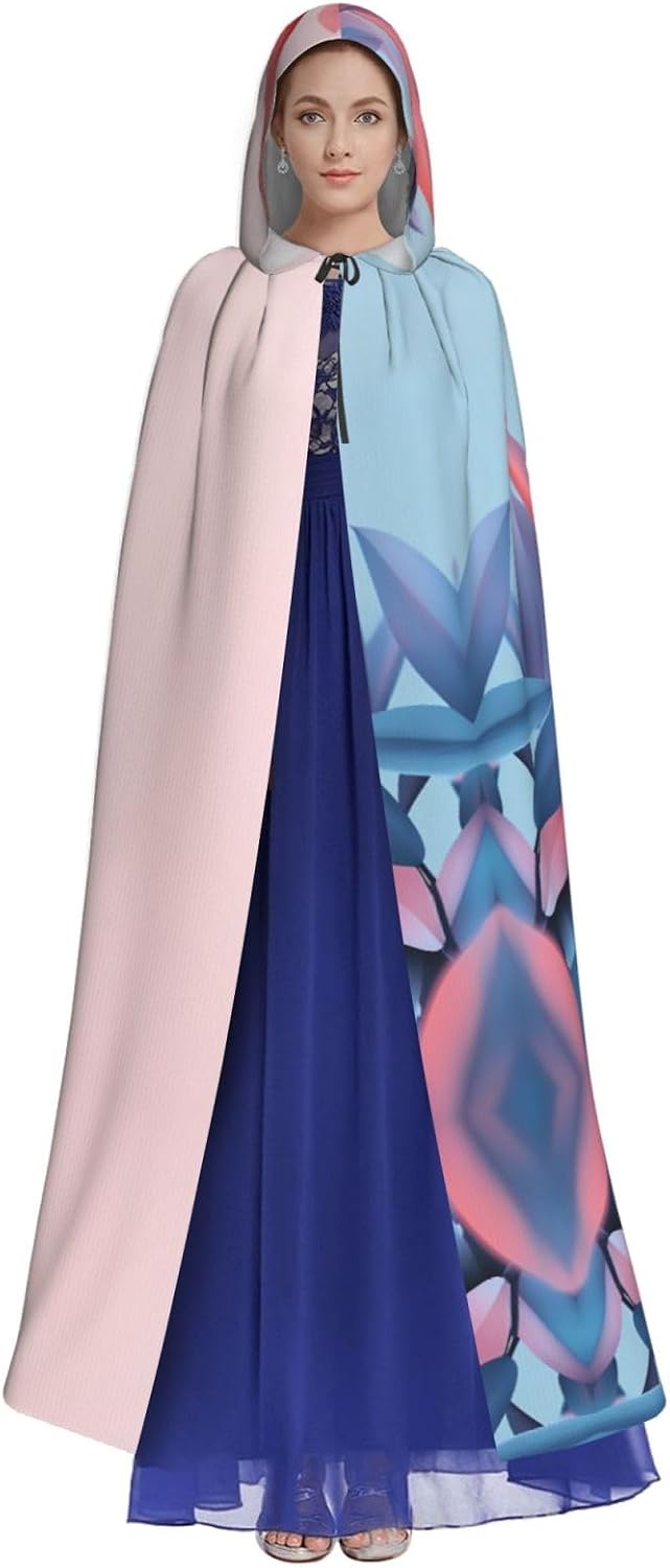 Cool-toned leaves Patterned hooded cape, robe Cosplay costume for men and women, Halloween adult role play costume