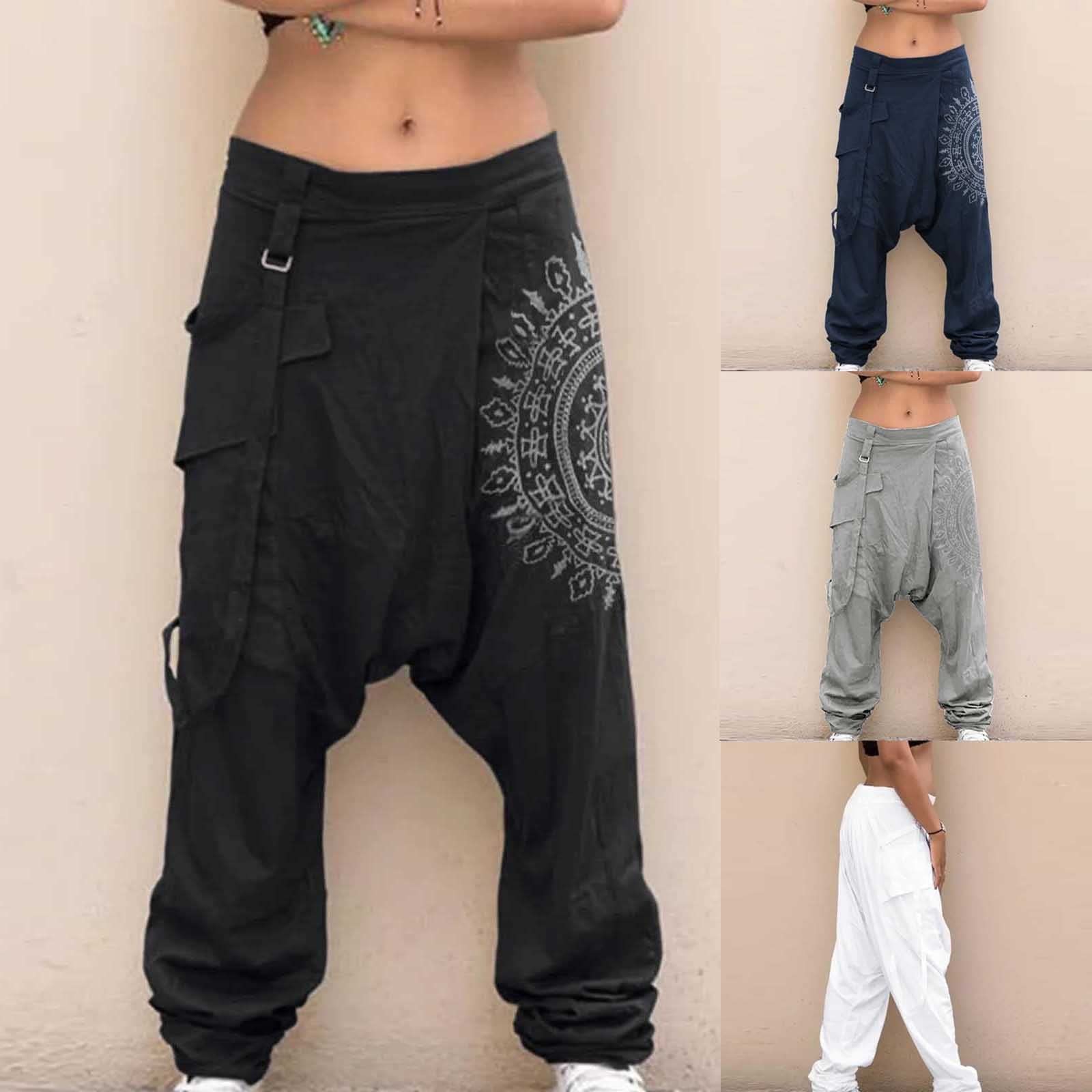 Pantalones Harem Hombre Yoga Pilates Danza Cintura Baja Ancha Bolsillo Unisex