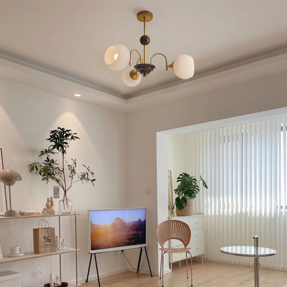 Lampade a Sospensione a Incasso in Stile retrò per Camera da Letto, lampadari Bianchi in Stile Moderno di metà secolo per Soggiorno, Isola Cucina con Paralume in Vetro opalino, lam