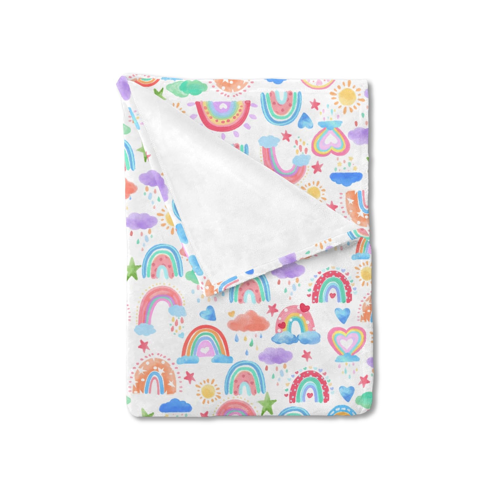 Rainbow Baby Blanket for Boy Girl Pastel Watercolor Rainbows Sun Stars Swaddle Blanket Soft Flannel Receiving Blanket Rainbow Lovers Gift Toddler Newborn Nursery Crib Bed Blanket Playmat 30x40