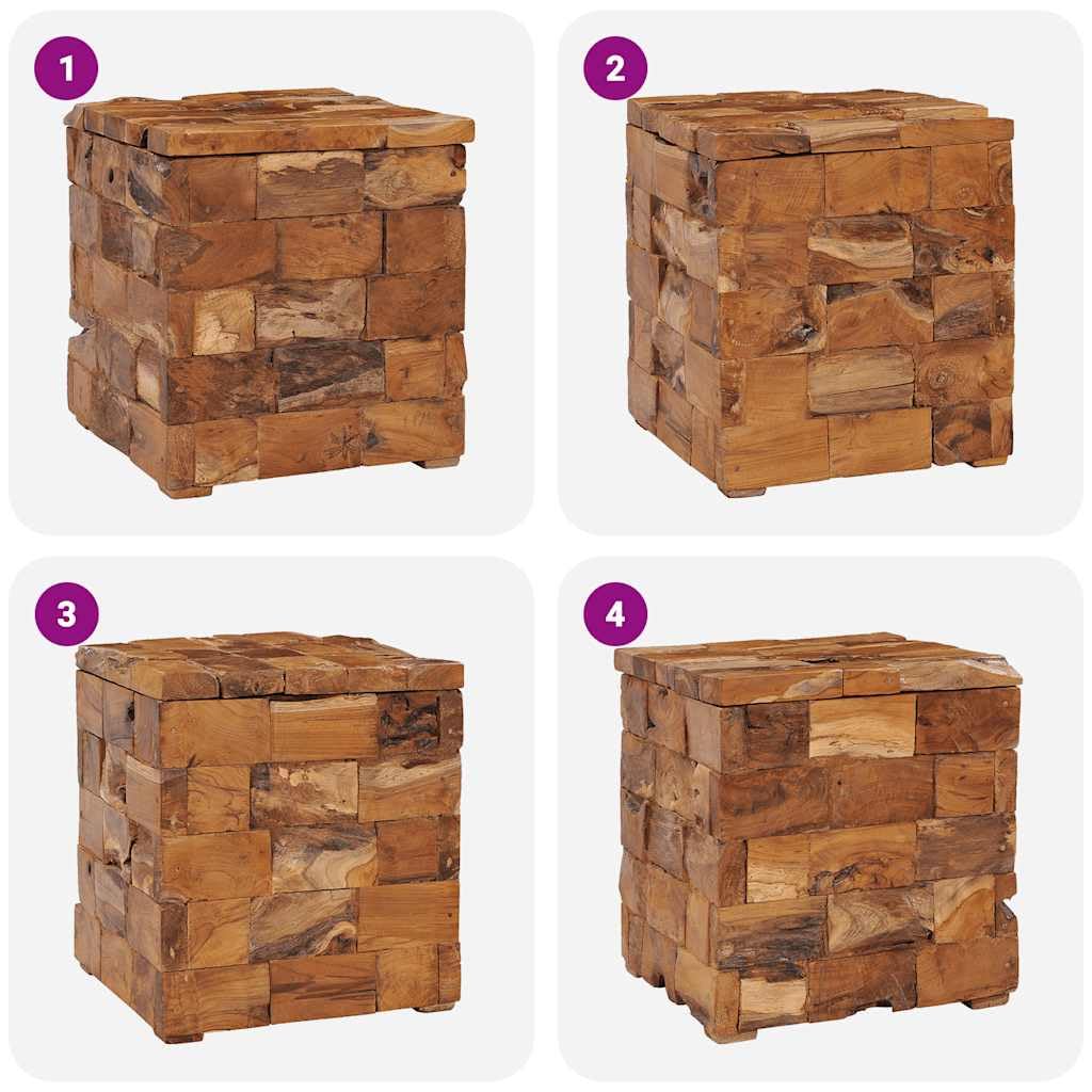 Klappbarer Teakholz Hocker mit Stauraum 40x40x45 cm stapelbar leicht tragbar für Küche Garten Balkon Camping Terrasse und Party