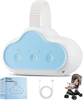 Jkevow Baby Rocker, Rechargeable Baby Sleep Aid with 3 Adjustable Rocking Intensities and 30, 60, 90 Minute Timer, Suitable for Baby Strollers, Gently Rocks Any Stroller