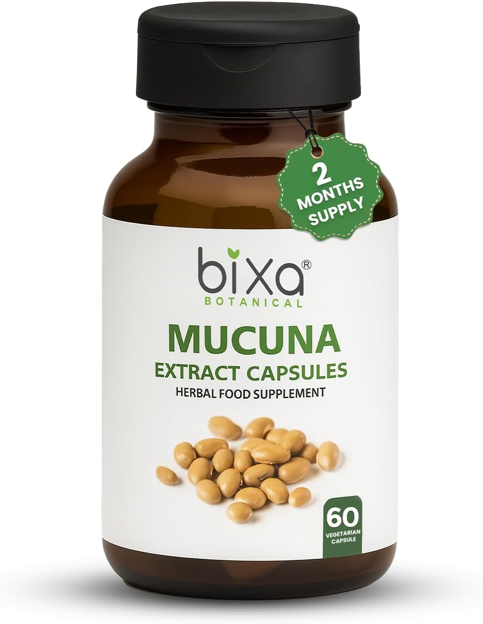 Mucuna Pruriens Extract Capsules (Kapikacchu/Velvet Bean/Kaunch Beej) ว 60 Veg Capsules (450mg)