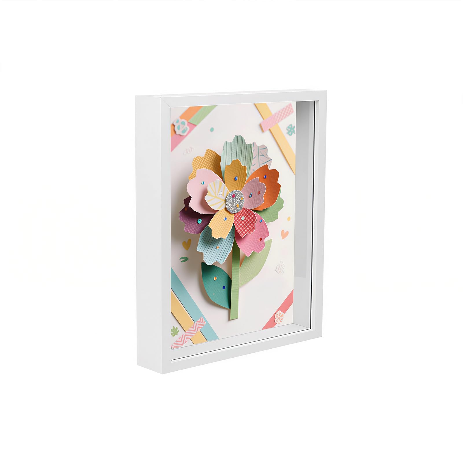 3D Shadow Box Frame, 10.1 x 15.2 cm Deep Box Frame for Objects up to 3cm, Picture Frame Wooden Deep Box, Picture Frame for Filling for Objects Photos Artworks Memories Flowers Crafts White