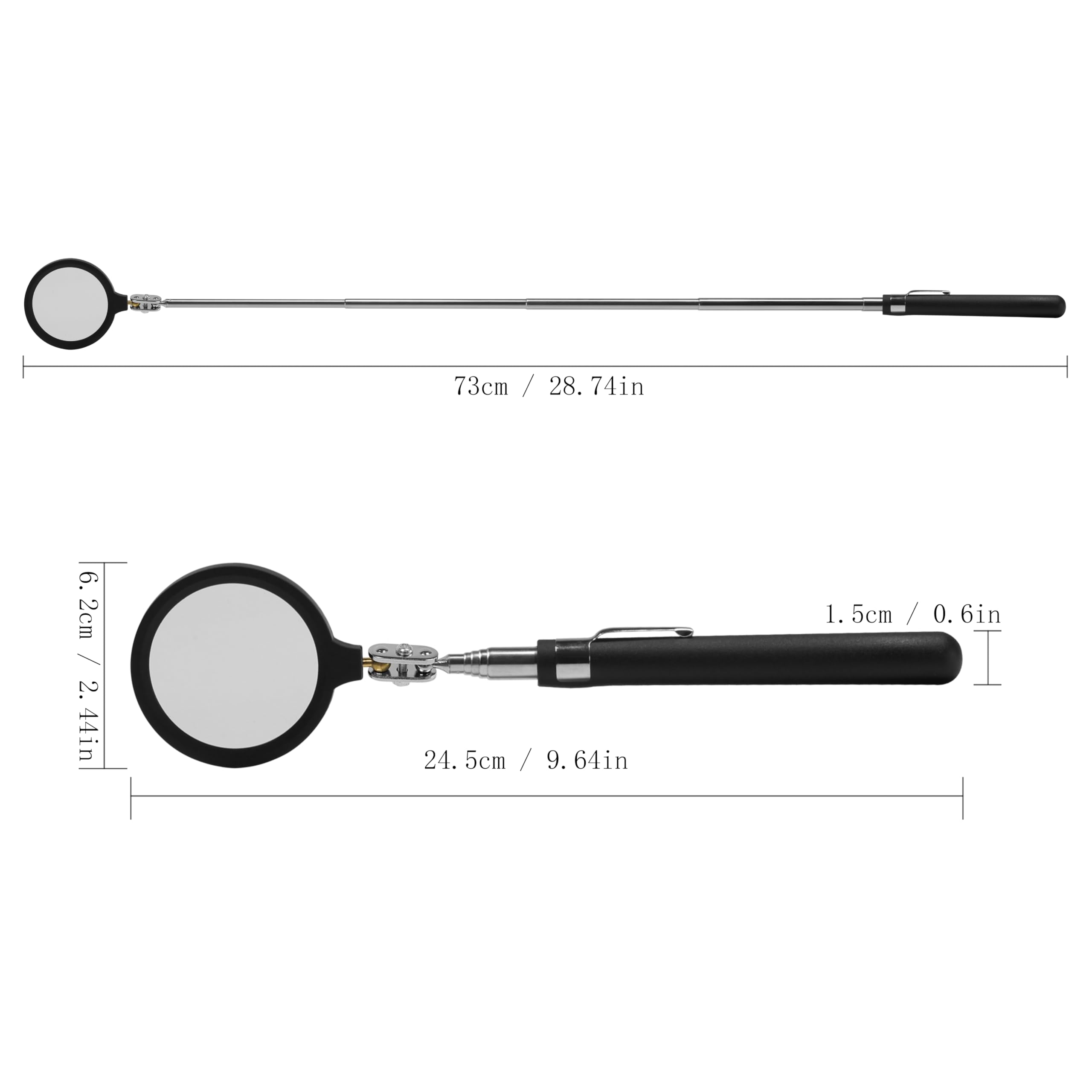 Lan-He Telescopic Magnifying Glass 5X Magnifier Lens - Handheld Magnifying Glass for Reading, Maps, Coins & Jewelry