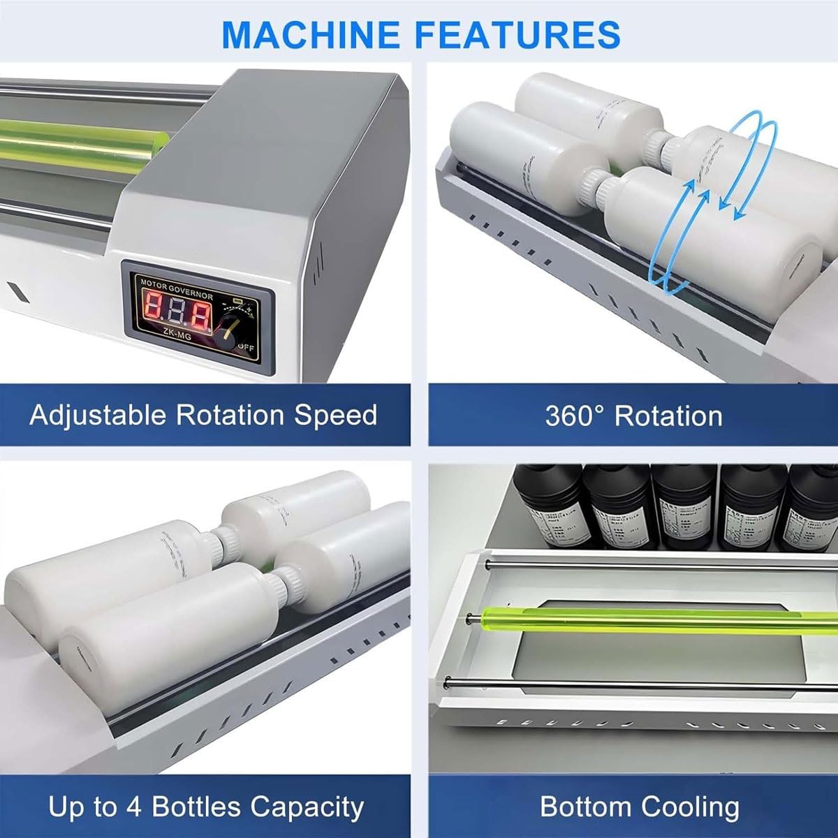 Máquina agitadora pintura eléctrica DTF,capacidad 6 botellas 1L | Agitador rotatorio DTF 6W,mezclador Vortex DIY,Control velocidad Digital equilibrio automático 6 botellas(Upgrade)