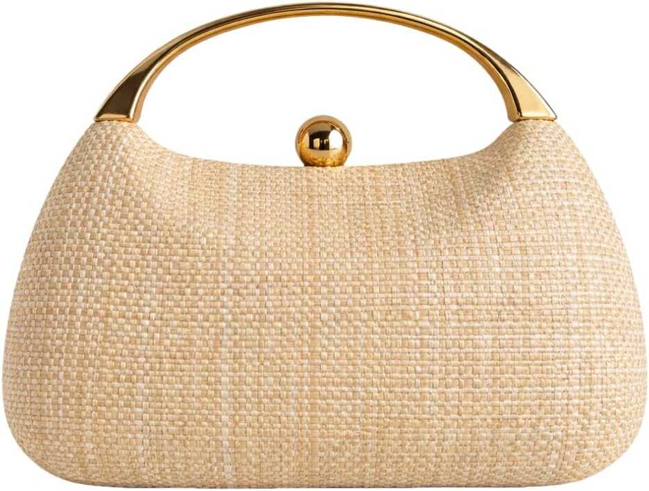 UMREN Straw Clutch Handbags Women Beach Crossbody Hand-woven Summer Purse Wallet Top handle Evening Bag for Wedding Party