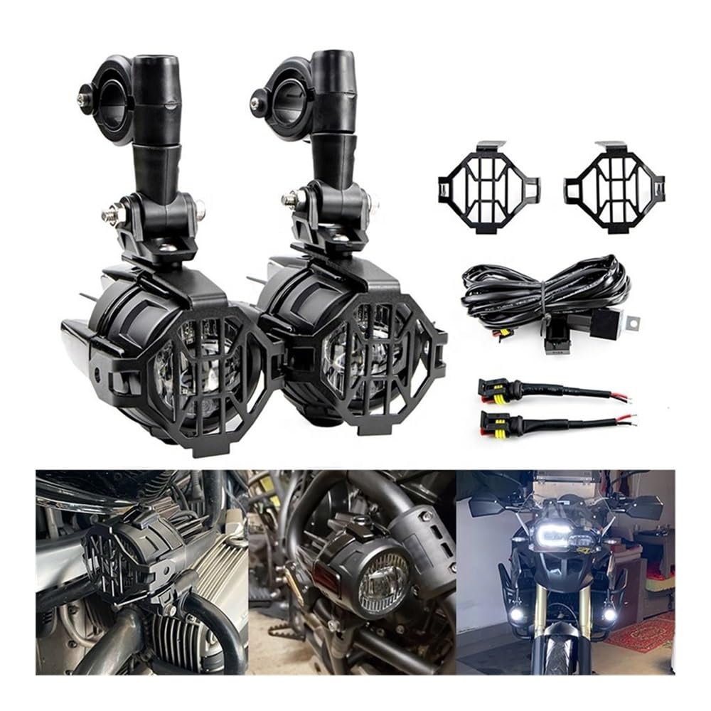 Faros Antiniebla para Motocicleta, Luces Auxiliares para LED, De Giro DRL Universales 40 W Y 6000 K Motocicleta Faro Lámpara Protector Cubierta