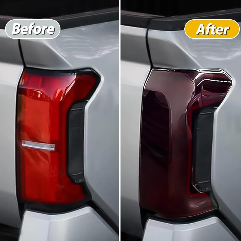 Smoked Tail Light Covers Fit for Toyota Tacoma 2024 2025 Rear Tail Light Protector ABS Peel and Stick Taillight Guard 2PCS Smoke Black Tail Lamp Shell Shade Tail Lamp Accessories for Toyota Tacoma