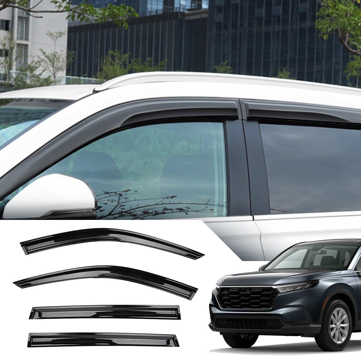 Xomzema Auto Window Visors Rain Guards Shield, Window Vent