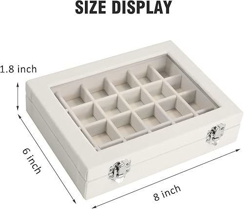 Miniatura 2 de Vicoter Caja de Joyas de Terciopelo 24 Compartimentos Organizador para Anillos con Espejo y Bandeja Soporte para Pendientes y Aretes para Niñas