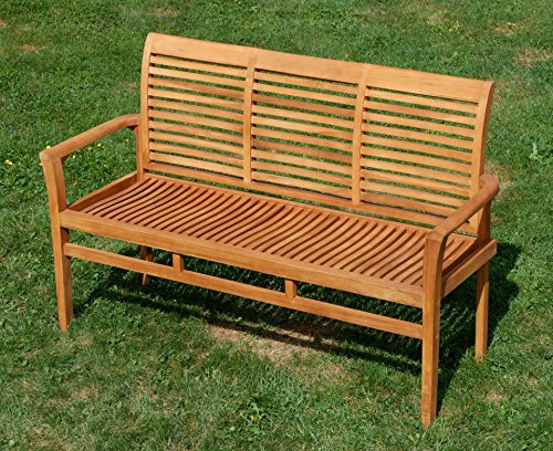 TEAK Design Gartenbank 150cm Parkbank Sitzbank 3-Sitzer Bank Gartenmöbel Holz sehr robust Modell: ALPEN von AS-S - 3