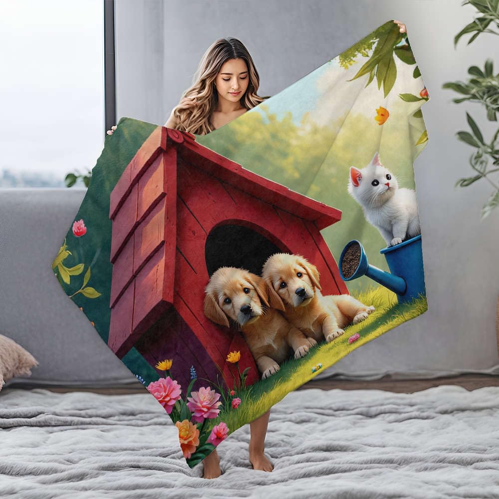 Couverture en flanelle chiots et chaton pour apporter de la tendresse à votre intérieur
