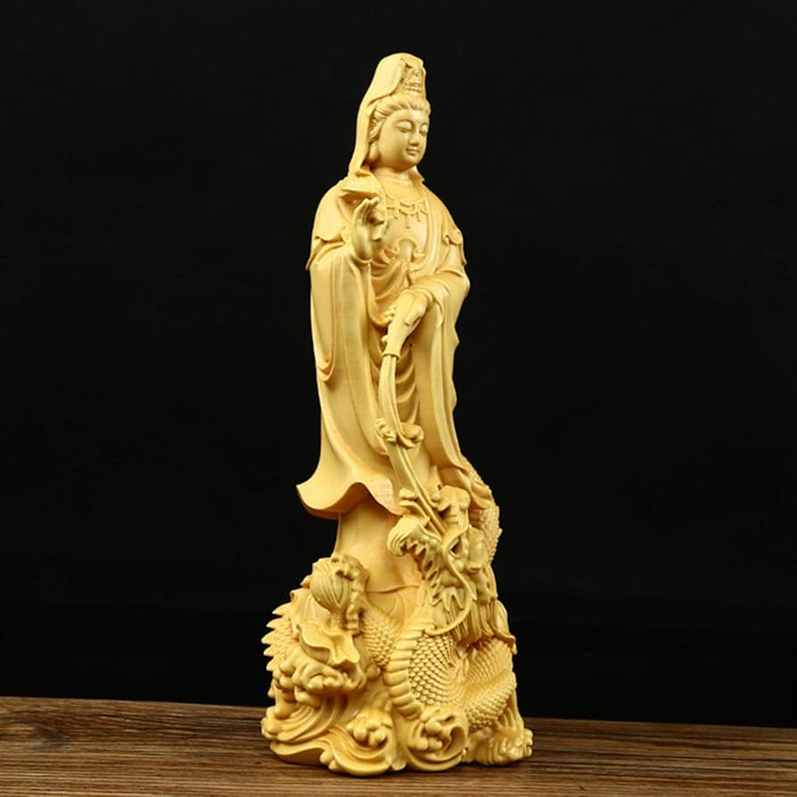 M*デ様 九谷焼 龍と雲に乗る観音菩薩像 神像 仏像 高さ30.5cm M*デ様 九谷焼 龍と雲に乗る観音菩薩像 神像 仏像 高