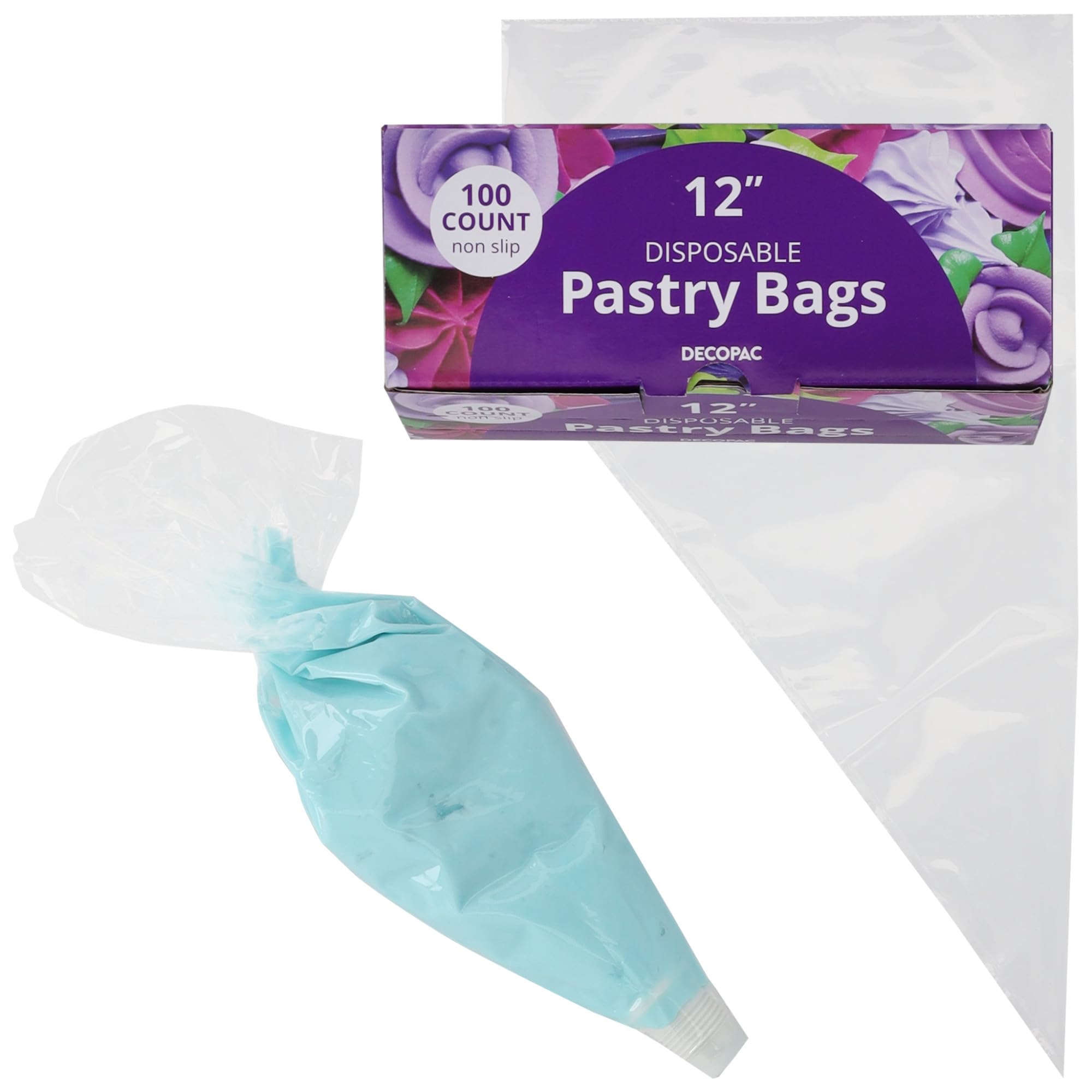 DecoPac 13590 Disposable Pastry Bag 100 Count Spritzbeutel, Kunststoff, Transparent