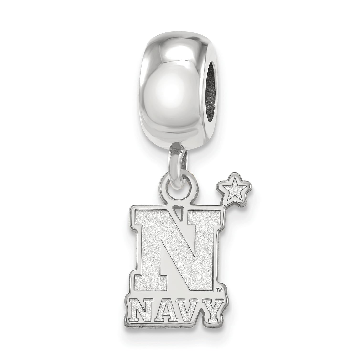 Navy Bead Charm Small (1/2 Inch) Dangle (Sterling Silver)