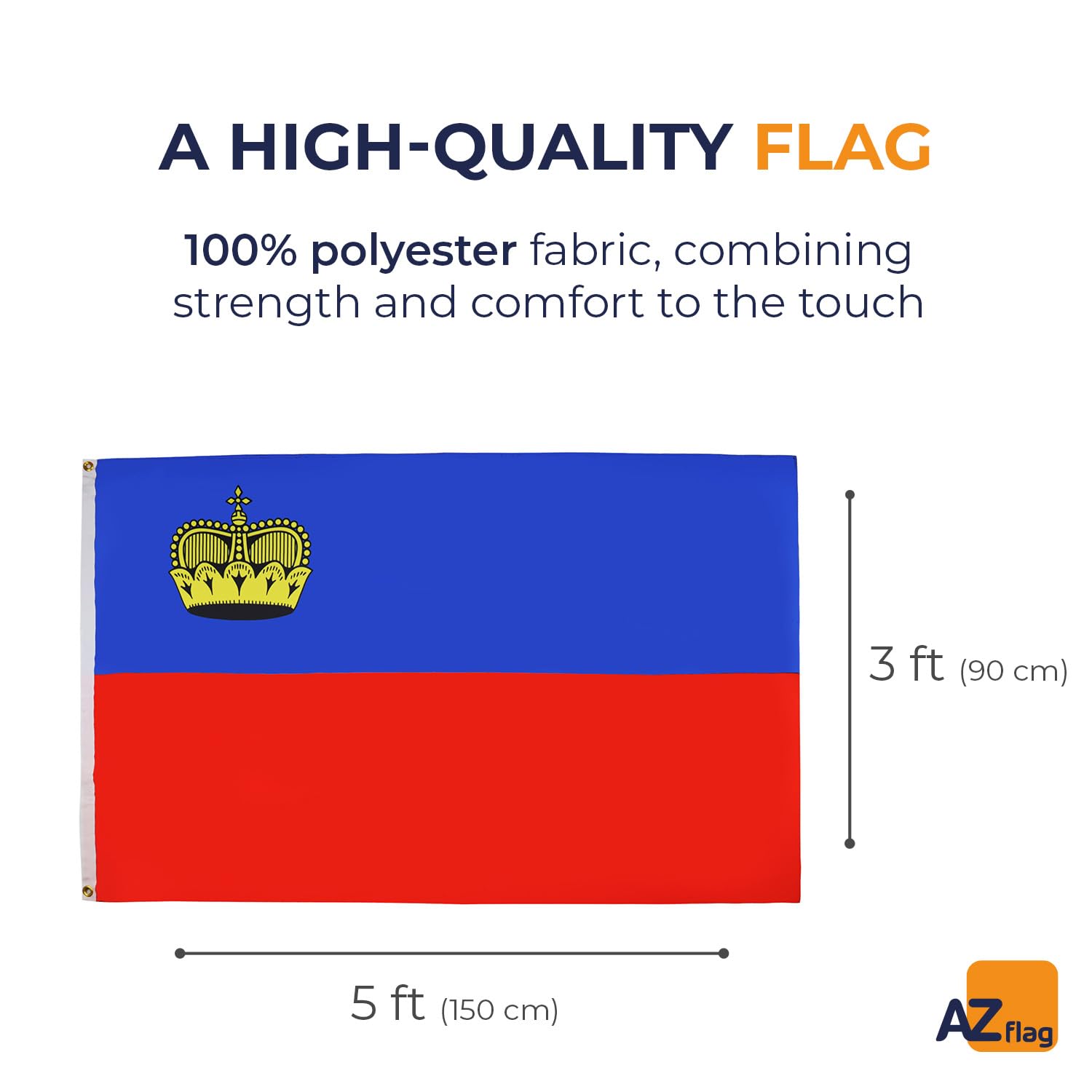 AZ FLAG, Liechtenstein Flag, 3x5 Ft, 100D Polyester Landtag Banner with Two Metal Grommets, Fade Resistant, Vivid Colors - Image 2