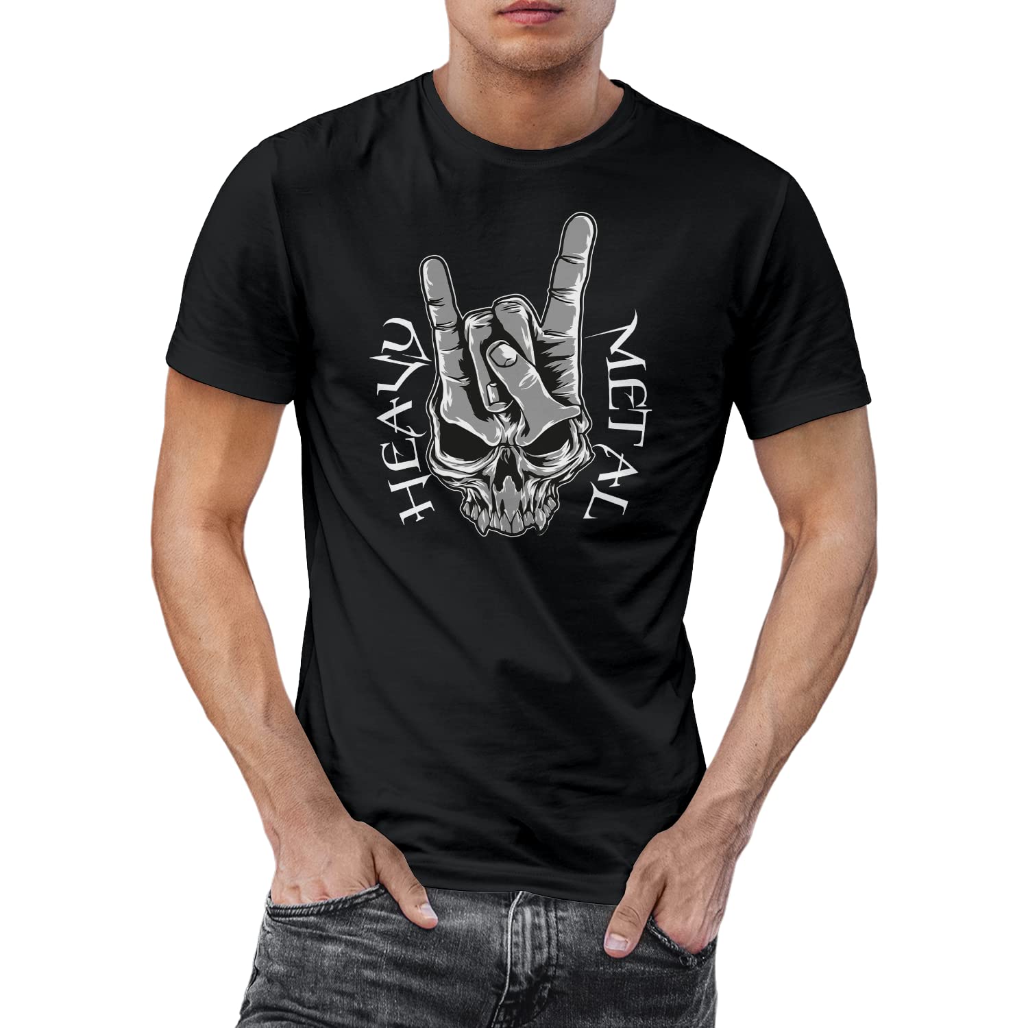 Smartypants Unisex Black Prime Heavy Metal T-Shirt Top Hand Sign Horns Devil Goat Ubiquitous Hard Rock Roll Punk Scream Emo Music Fan Mosh Pit Goth Gothic Dark Alternative Gift Present (Xl, )