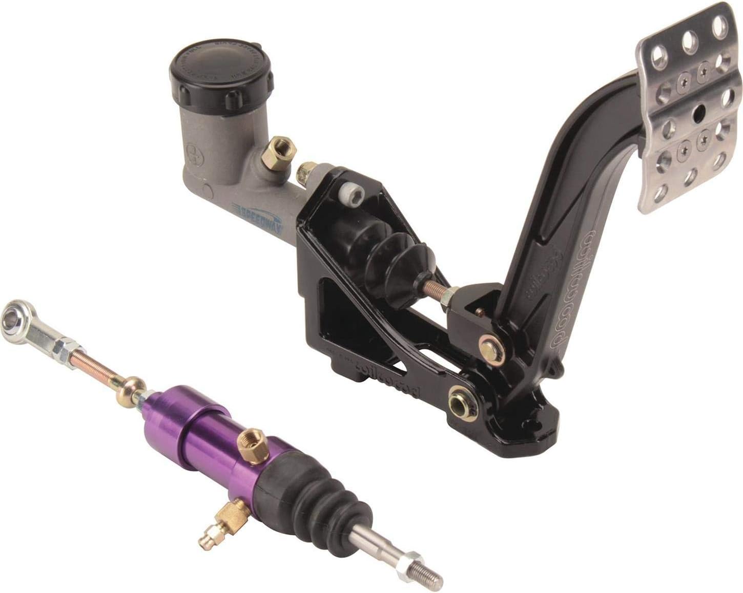 Speedway Motors Hydraulic Clutch Floor Mount Kit: 6:1 Ratio, 7/8" Slave Cylinder, 3/4" Master Bore, Adjustable Waffled Pedal, Includes Master, Slave Cylinders and 5/16" Female Heim End