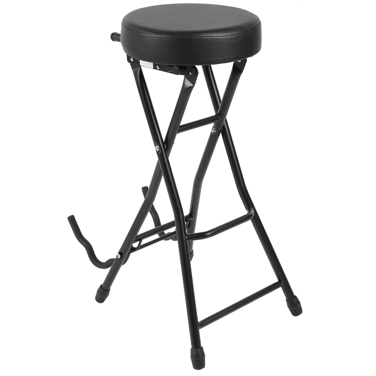 Foldable Guitar Stool, 29.1in Height Guitar Chair Seat with Padded Seat, Built in Guitar Stand Folding Chair for Acoustic Electric Bass Guitars