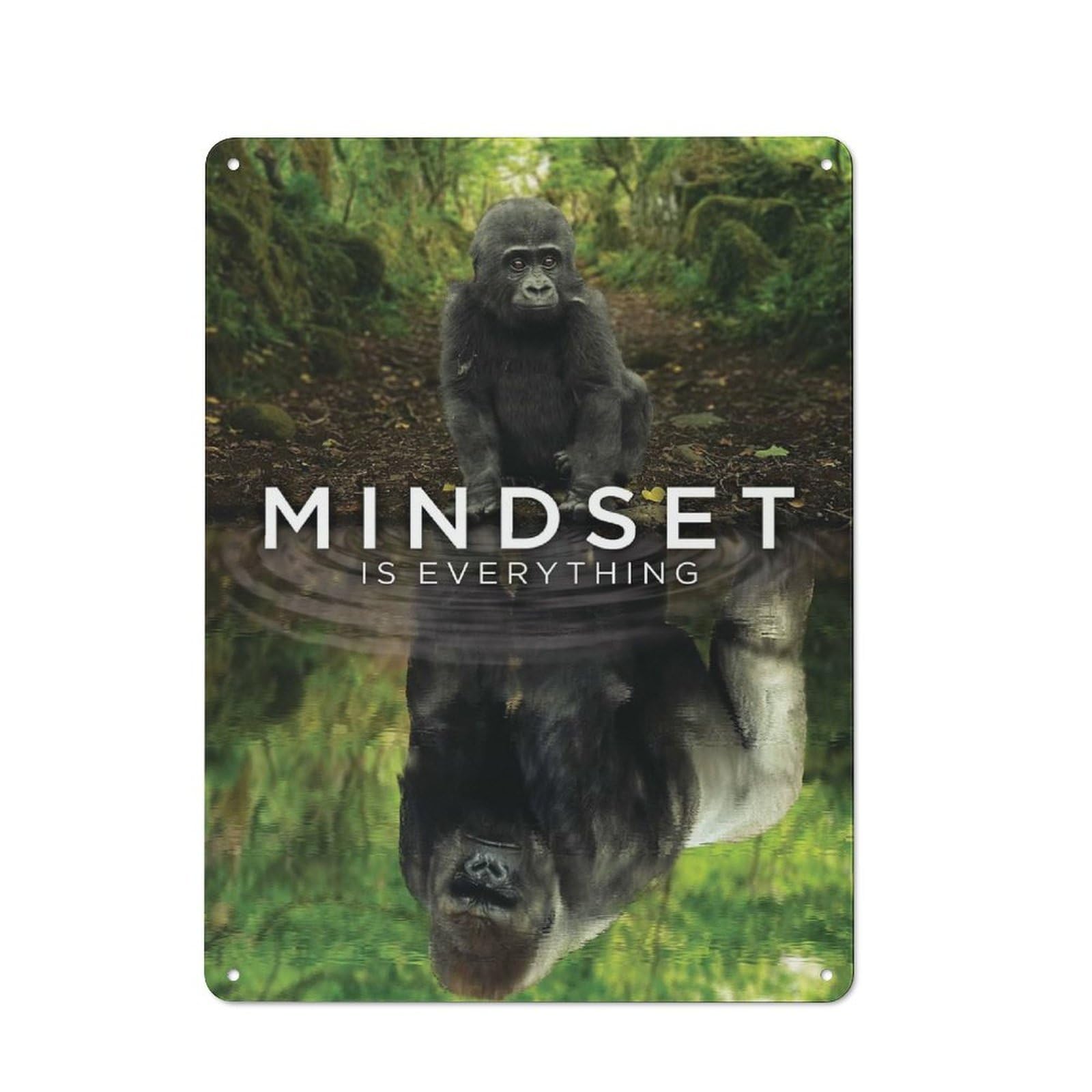 Junmoney Style-11 Gorilla Mindset Cottage Style Metal Wall Decor 40X30cm, Decorative Tin Sign For Cottage, Kitchen, Hallway Or Breakfast Nook