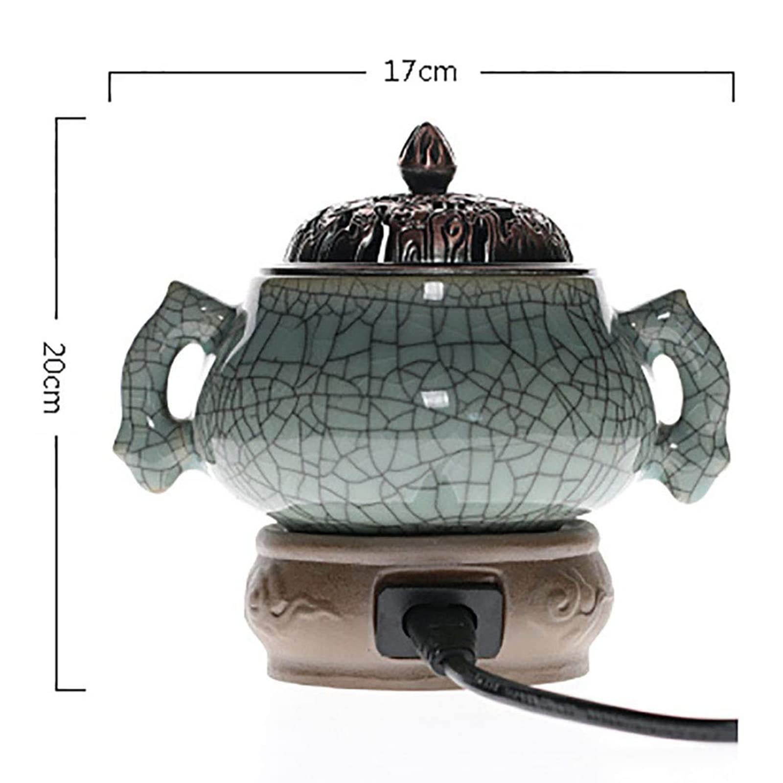Ceramica Bruciatore di incenso a tempo-Ufficio a casa Temperatura regolabile Porta incenso-Agarwood Resina di incenso Diffusori di oli profumati Profumi per la casa Aromaterapia Bruciatore fragranze