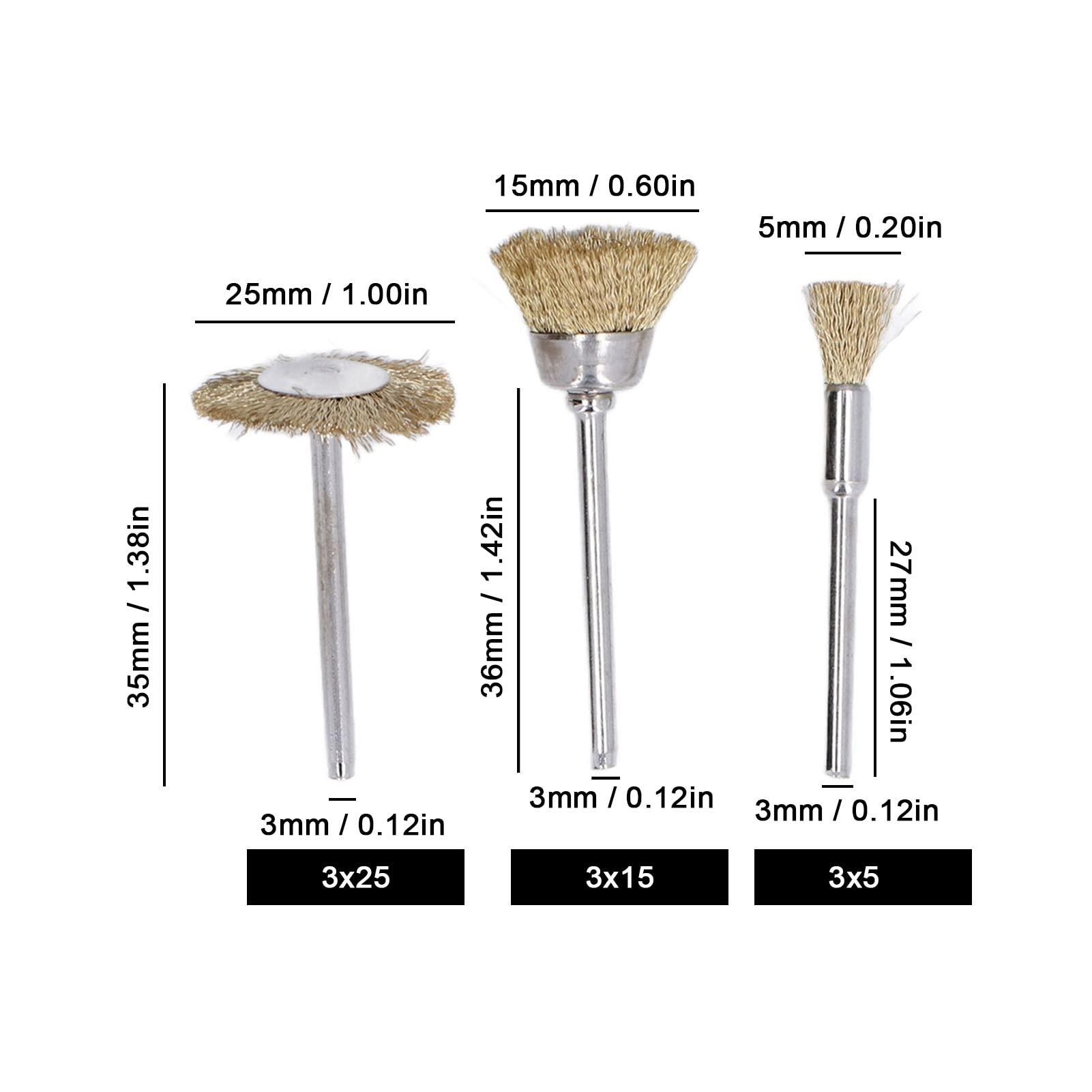 Respicefinem 36Pcs Wire Cup Wheel Pen Brush Brass Stainless Steel Polishing Wheels Full Kit for Cleaning