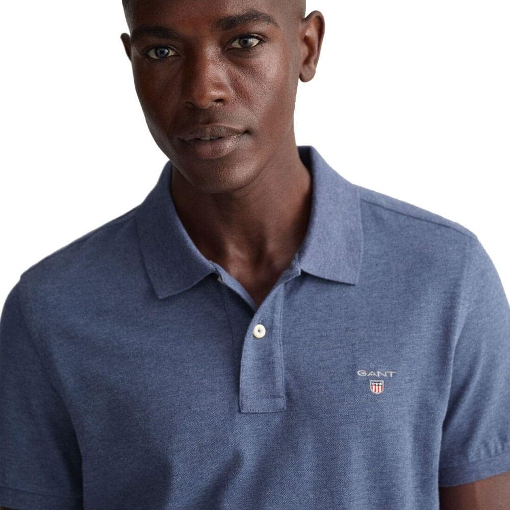 GANT Męski Koszulka Polo Regular Shield Pique, Rich Navy