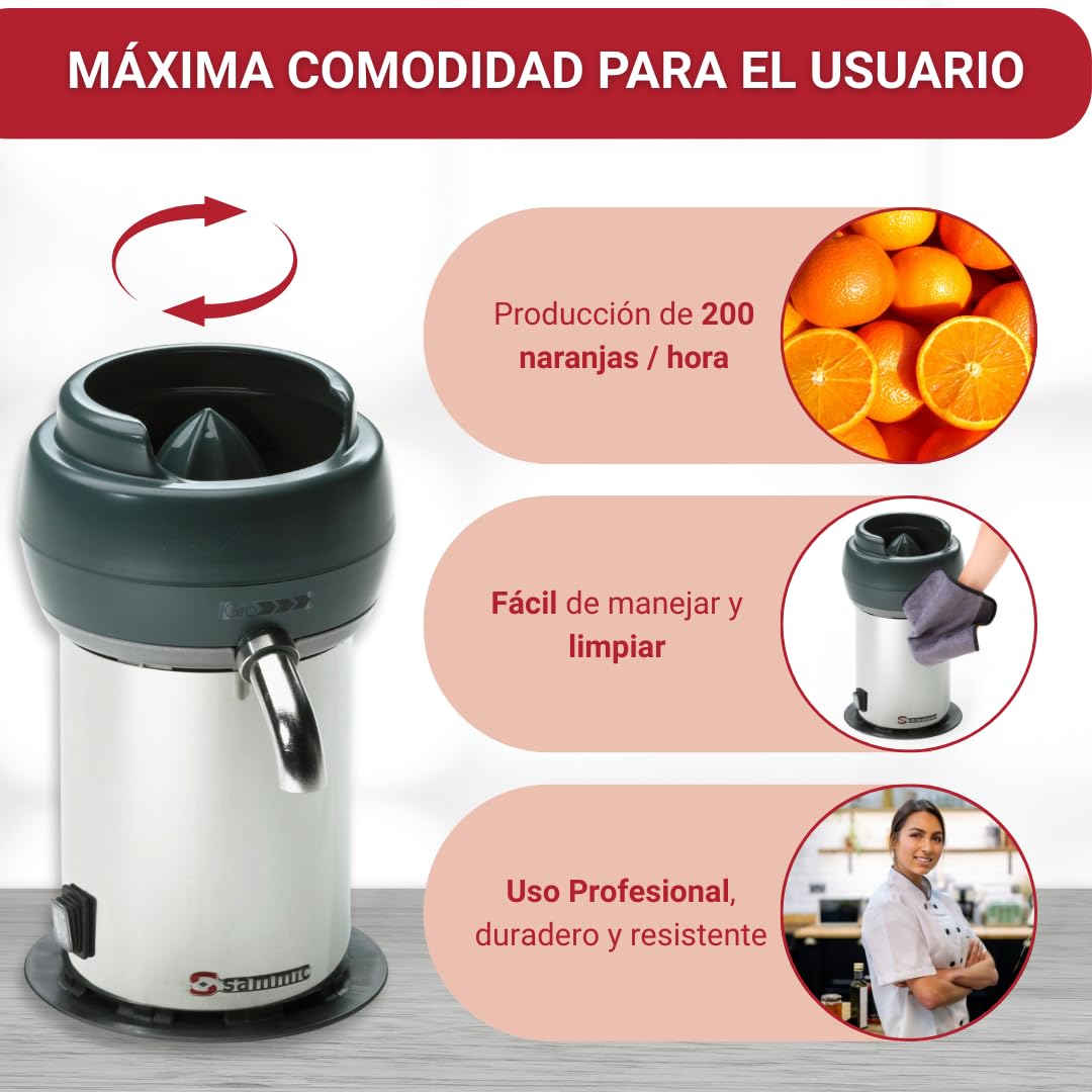 YOMMAK - Spremiagrumi elettrico professionale Sammic-ECM 130 W | Spremiagrumi manuale di succo e verdura in acciaio inox spremiagrumi | Ricambi spremiagrumi
