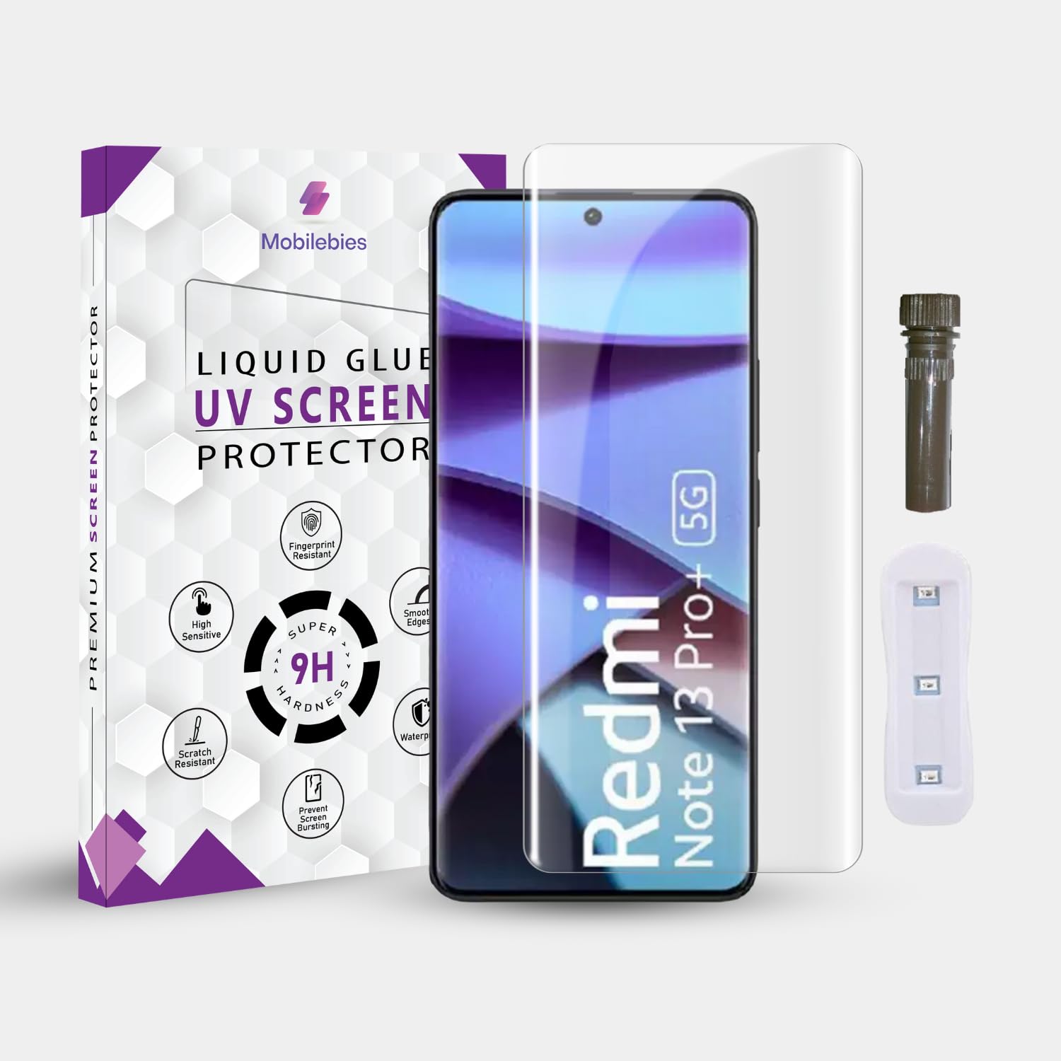 Mobilebies® Advanced HD+ UV Tempered Glass Screen Protector For Redmi Note 13 Pro Plus (6.7 Inch, Pack of 1) Full Adhesive UV Curved Screen Guard, with installation kit & Guide (B0CZRYT2HG) Amazon Price History, Amazon Price Tracker