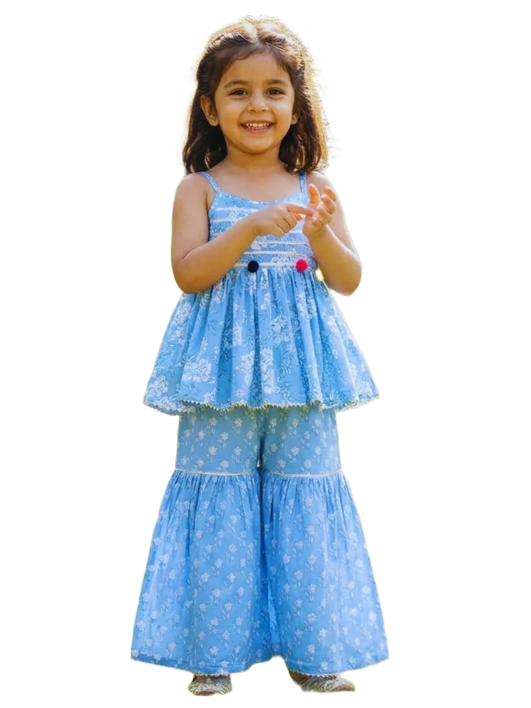 GALAXY BOUTIQUE Girls Rayon Slub Printed Sharara Set with Net Dupatta – Sleeveless Ethnic Outfit - Review, Price and Buying Guide