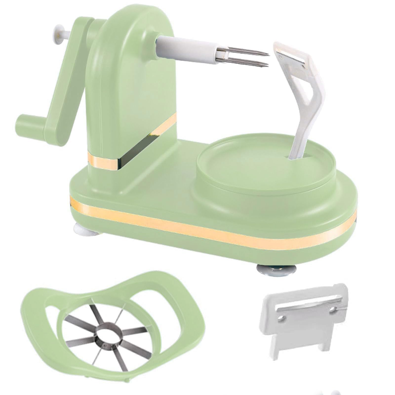Tsophreniq Automatic Manual Rotating Pears Peeler Hand Crank Peeling Machine with Slicers Corer for Easy Peeling Fruit Space Saving Potato Peeler