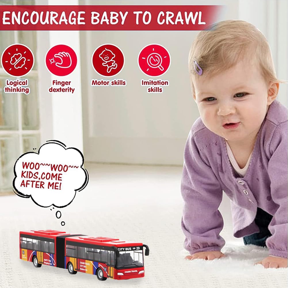 Diecast Pull-Back Bus Toy Set - Mini Friction Powered City Play Vehicle Toy Car Model - Kids Gifts, 18.5x2.5x3cm - Image 4